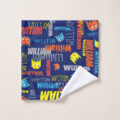 Blue boys nom pixel alien graphique serviettes Wil (Gant de toilette)