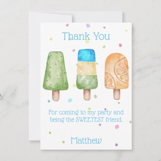 Blue Boys Popsicle fête d'anniversaire Carte de re (Devant)