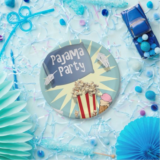 Blue Boys Sleepover pyjama party Papieren Bordje (Feest)