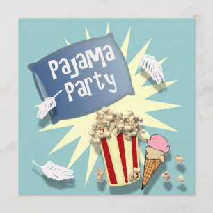 Blue Boys Sleepover Pyjama Party Uitnodiging