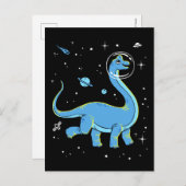 Blue Brachiosaurus dinos in de ruimte Briefkaart (Voorkant / Achterkant)