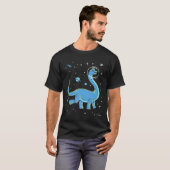 Blue Brachiosaurus dinos in de ruimte T-shirt (Voorkant volledig)