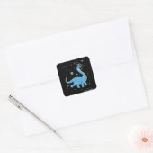 Blue Brachiosaurus dinos in de ruimte Vierkante Sticker (Envelop)