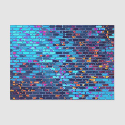 Blue Brick en Heart Shimmer Pattern Tissuepapier (Voorkant)