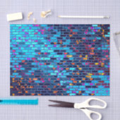 Blue Brick en Heart Shimmer Pattern Tissuepapier (Craft)