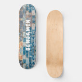 Blue Brick, Rust and White Painted Wall - Monogram Skateboard (Voorkant)