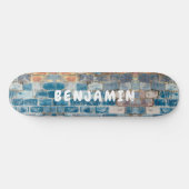 Blue Brick, Rust and White Painted Wall - Monogram Skateboard (Horizontaal)