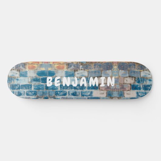 Blue Brick, Rust and White Painted Wall - Monogram Skateboard (Horizontaal)