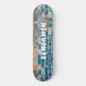 Blue Brick, Rust and White Painted Wall - Monogram Skateboard (Voorkant)