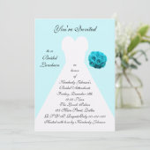 Blue Bridal Luncheon Uitnodiging — Bruidsjurk (Staand voorkant)