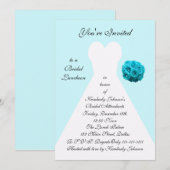 Blue Bridal Luncheon Uitnodiging — Bruidsjurk (Voorkant / Achterkant)