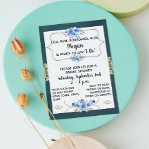 Blue Bridal Shower-uitnodiging