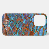 Blue Bronze Copper Metallic Pattern, gepersonalise iPhone Hoesje (Achterkant horizontaal)