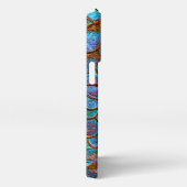 Blue Bronze Copper Metallic Pattern, gepersonalise iPhone Hoesje (Rechterkant)