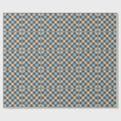 Blue Bronze Rustic Tartan Pset Gingham Pattern Cadeaupapier (Vlak)