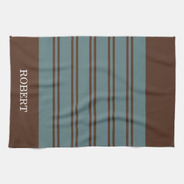  Blue &Brown Abstract Pattern Monogram name Theedoek