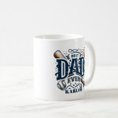 Blue Brown Meilleur Baseball Papa Jamais Café Mug (Devant droit)