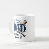 Blue Brown Meilleur Baseball Papa Jamais Café Mug (Devant gauche)