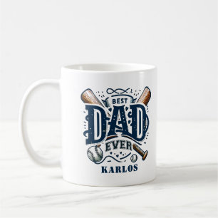 Blue Brown Meilleur Baseball Papa Jamais Café Mug