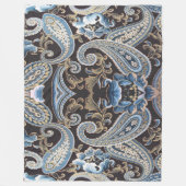 Blue Brown  Paisley 2 Fleece Deken (Voorkant)