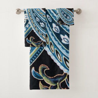 Blue Brown Paisley Bad Handdoek
