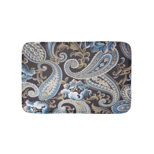 Blue Brown Paisley Badmat (Voorkant)
