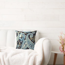 Blue Brown Paisley Kussen