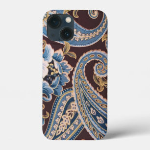 Blue Brown  Paisley New iPhone 13 Mini Hoesje