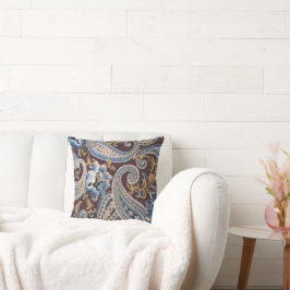 Blue Brown Paisley New Kussen