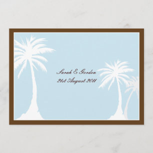 Blue Brown Palm Tree Wedding Uitnodiging