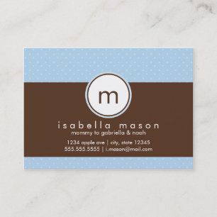 Blue & Brown Polkadot mammie card Contactkaartje