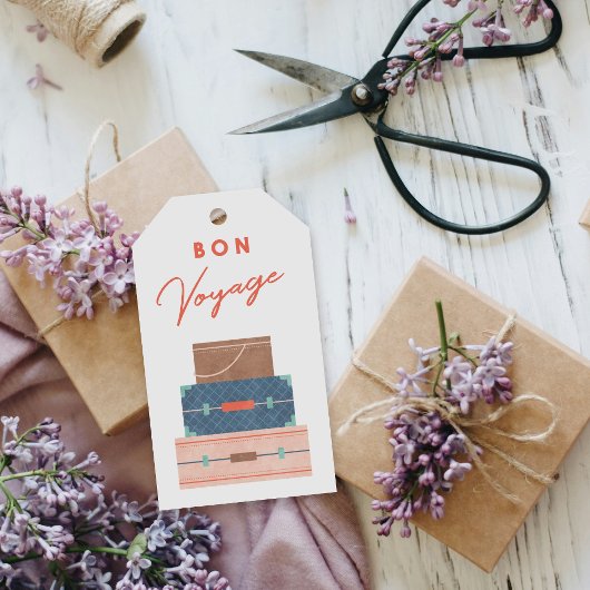 Blue Brown Red Bon Voyage Party voor Label Cadeaulabel
