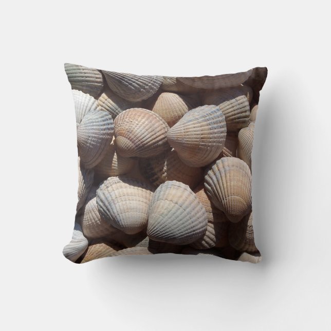 Blue Brown Seashells Summer Beach Coussin (Recto)