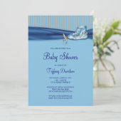 Blue Brown  Shoe Boy Baby shower Kaart (Staand voorkant)