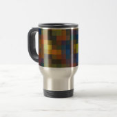 Blue Brown Squares Travel Mug Reisbeker (Voorkant links)