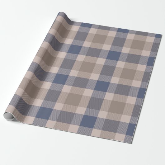 Blue Brown Tartan Pattern Cadeaupapier (Uitgerold)