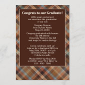 Blue Brown Tartan Pset Afstuderen Aankondiging (Achterkant)