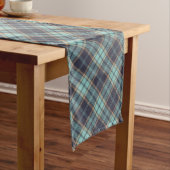 Blue Brown Tartan Pset Rustic Argyle Pattern Lange Tafelloper (Voorbeeld)