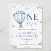 Blue Brown Teddy Bear Boy Invitation Anniversaire (Devant)