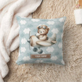Blue Brown Teddy Pilote Coussin Custom Baby Boy Ca (Couverture)