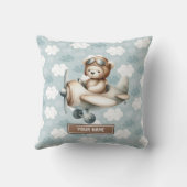 Blue Brown Teddy Pilote Coussin Custom Baby Boy Ca (Verso)