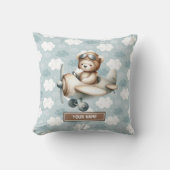 Blue Brown Teddy Pilote Coussin Custom Baby Boy Ca (Recto)
