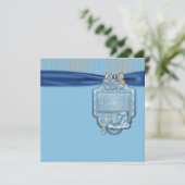 Blue Brown Vintage Boy Shower Shower Invitation (Debout devant)