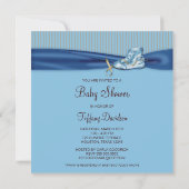 Blue Brown Vintage Boy Shower Shower Invitation (Dos)