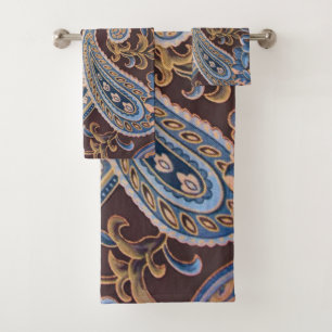 Blue Brown Vintage Paisley