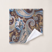 Blue Brown Vintage Paisley (Gant de toilette)