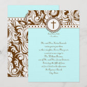 Blue Brown Vintage Wedding Invitation Kaart (Voorkant / Achterkant)