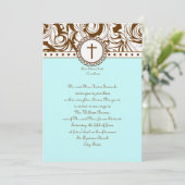 Blue Brown Vintage Wedding Invitation Kaart (Staand voorkant)