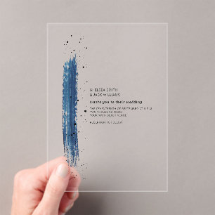 Blue Brush Stroke Wedding Acryl Uitnodigingen