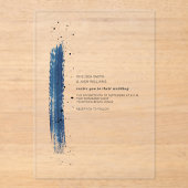 Blue Brush Stroke Wedding Acryl Uitnodigingen (Voorkant)